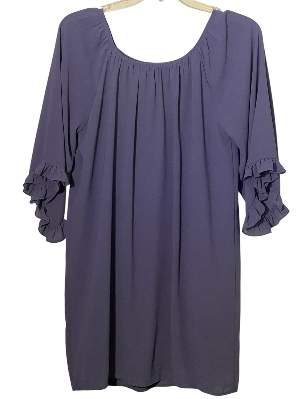 “Frill for the taking” Lulu’s denim blue shift dress. Size large GUC - Picture 4 of 11